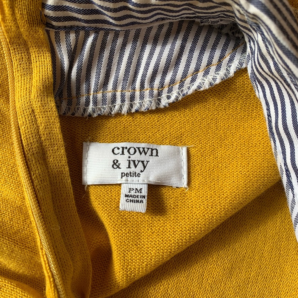 Crown & Ivy Yellow, Blue, and White Sweater-Shirt, Size MP - Picture 7 of 7